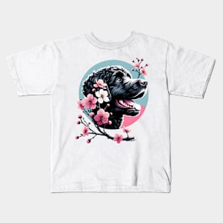 Portuguese Water Dog, Spring's Cherry Blossom Embrace Kids T-Shirt